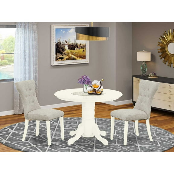 East West Furniture Dining Room Set Linen White, SHGA3-WHI-35