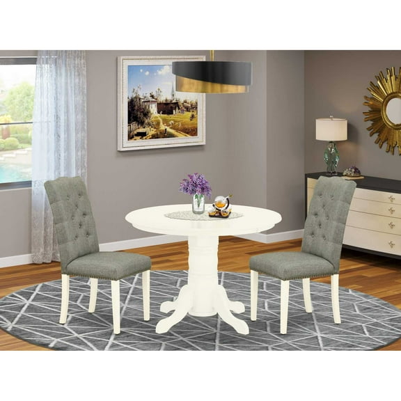 East West Furniture Dining Room Set Linen White, SHEL3-WHI-07