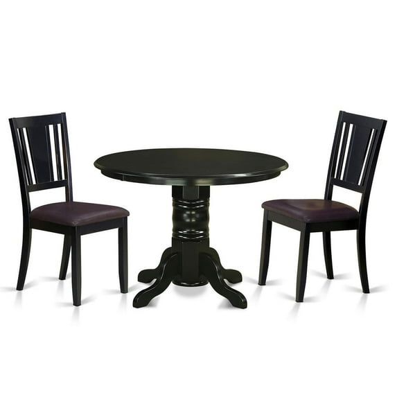 East West Furniture Shelton 3-piece Wood Dining Table and Chair Set in Black