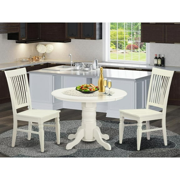 East West Furniture Shelton 3-piece Wood Kitchen Set in Linen White