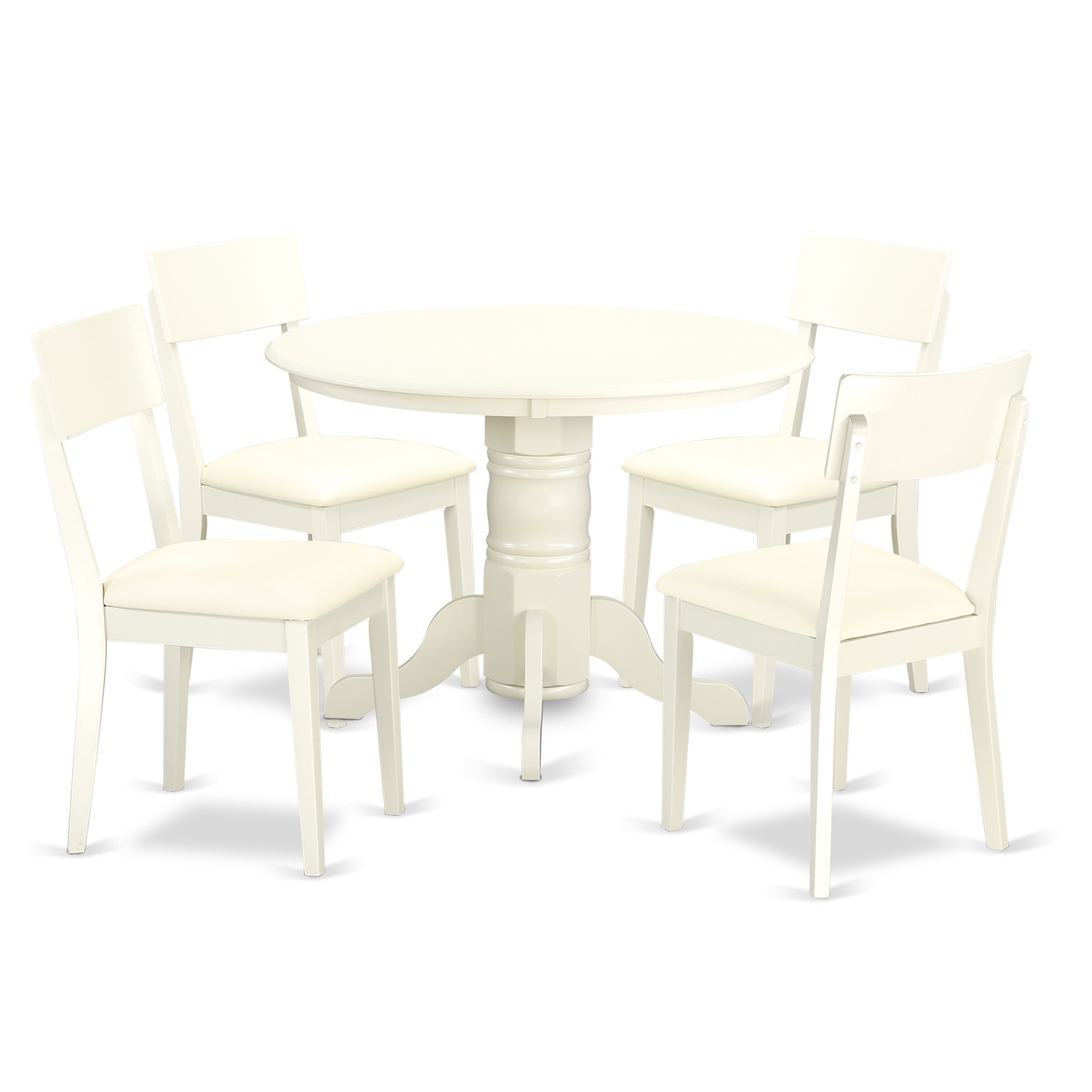 East West Furniture Shelton 5-Piece Linen and Wooden Dining Set in White - image 1 of 7