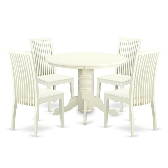 East West Furniture Dining Room Set Linen White, SHIP5-LWH-W
