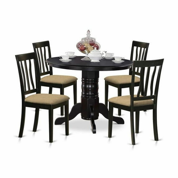 SHAN5-BLK-C 5 Pc Dining room set- Dinette Table and 4 Kitchen Dining Chairs