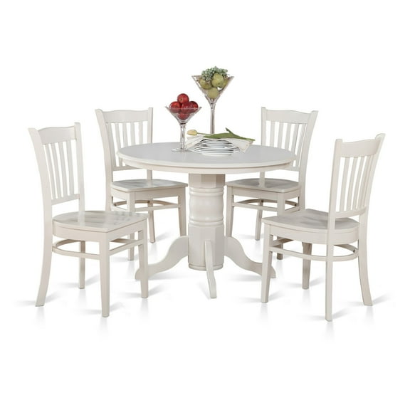 East West Furniture Shelton 5-piece Wood Kitchen Set in Linen White