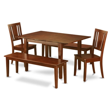 East West Furniture Small Kitchen Table With Dining Table Chairs-Finish:Mahogany,Number of Items:5,Shape:Rectangular,Style:Wood Seat