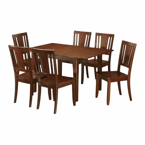 East West Furniture Small Kitchen Table With Dining Table Chairs-Finish:Mahogany,Number of Items:7,Shape:Rectangular,Style:Wood Seat