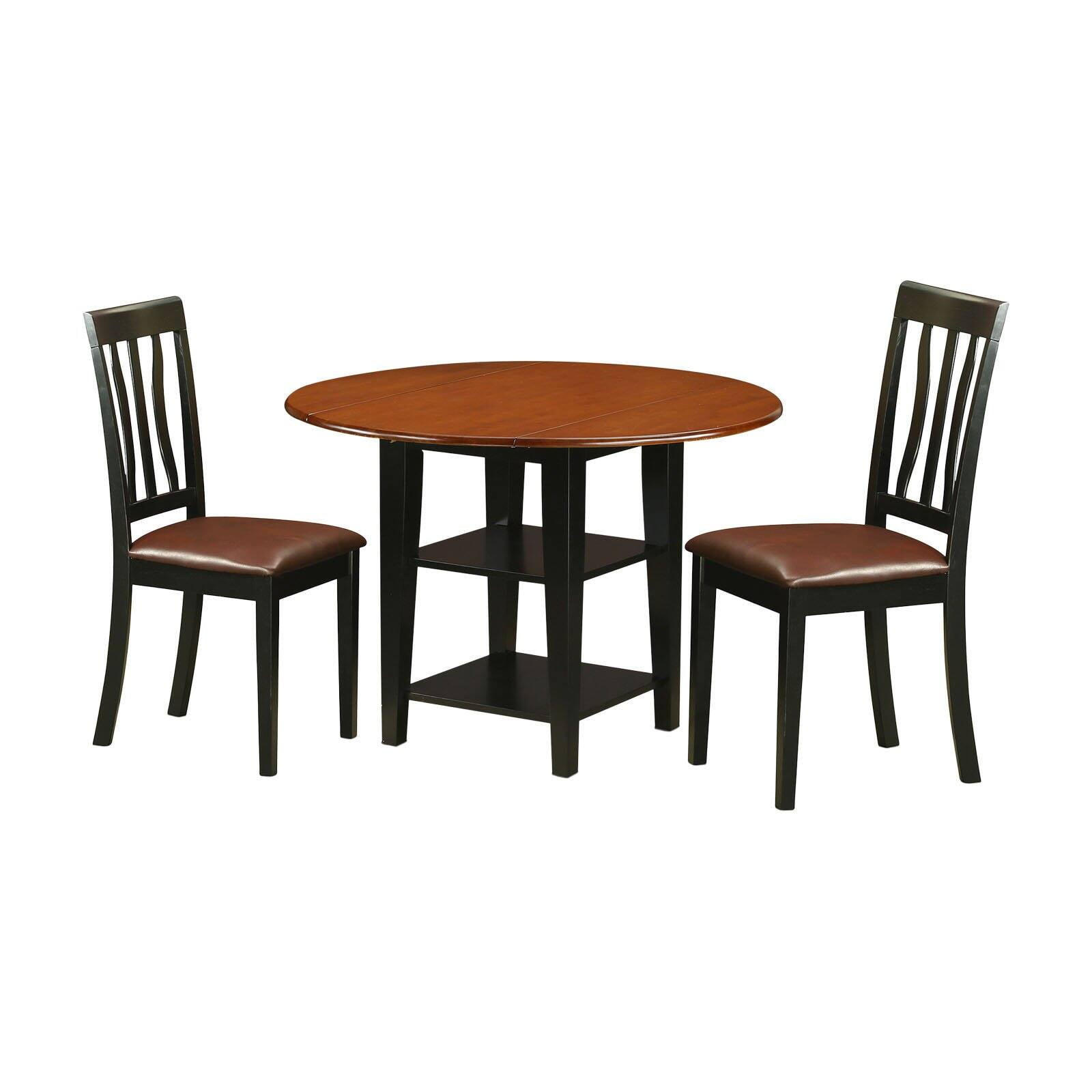 East West Furniture Sudbury 3 Piece Drop Leaves Dining Table Set