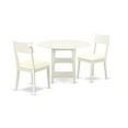 thumbnail image 1 of East West Furniture Sudbury 3-piece Dining Set with Leather Seat in Linen White, 1 of 4