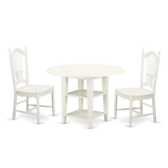 East West Furniture Dining Room Set Linen White, SUDO3-LWH-W