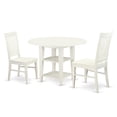 thumbnail image 1 of East West Furniture Sudbury 3-piece Dining Table and Slat Chairs in Linen White, 1 of 6