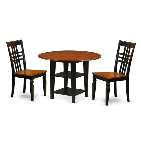 East West Furniture Dining Room Set Black & Cherry, SULG3-BCH-W