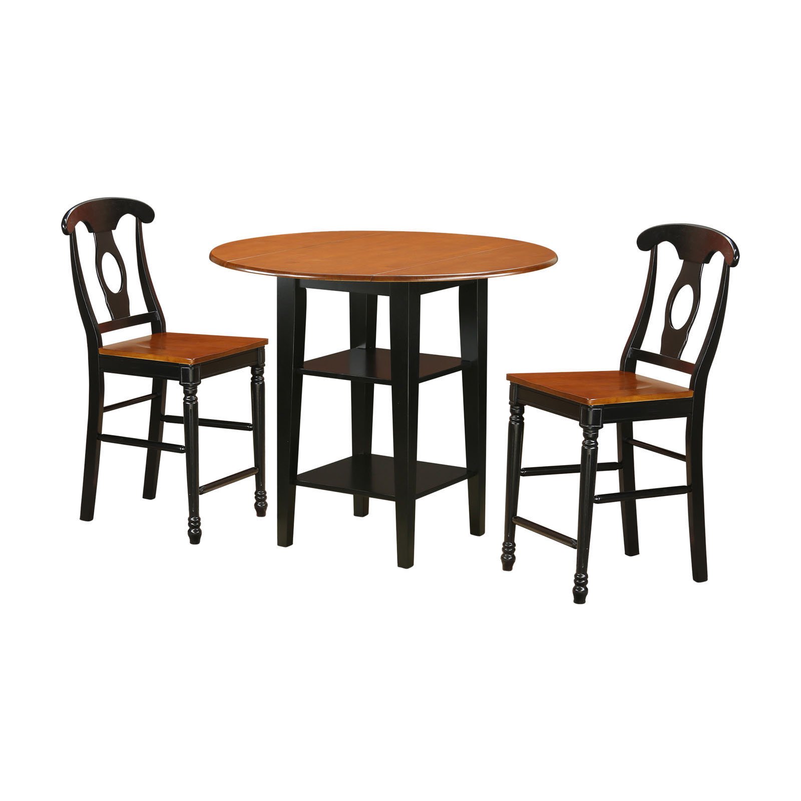 East West Furniture Sudbury 3piece Wood Dining Room Set in Black and