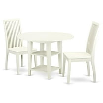 East West Furniture Sudbury 3-piece Wood Dining Room Set in Linen White