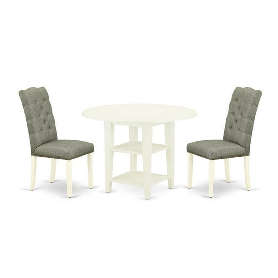 East West Furniture Dining Room Set Linen White, SUEL3-LWH-07