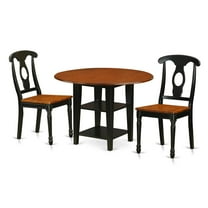 East West Furniture Dining Room Set Black & Cherry, SUKE3-BCH-W