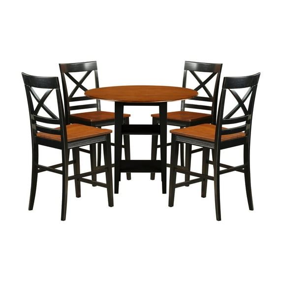 East West Furniture Sudbury 5-piece Counter Height Dinette Set in Black/Cherry