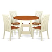 East West Furniture Sudbury 5-piece Wood Table and Dining Chairs in Cherry