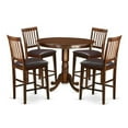 thumbnail image 1 of East West Furniture TRVN5-MAH-LC Counter Height Pub Table & 4 Bar Stools, Trenton, 1 of 2