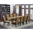thumbnail image 1 of East West Furniture 11-Piece Dinner Table Set Consists of a Wooden Dining Table and 10 Light Sable Linen Fabric Dining Chairs with High Back - Distressed Jacobean Finish, 1 of 4