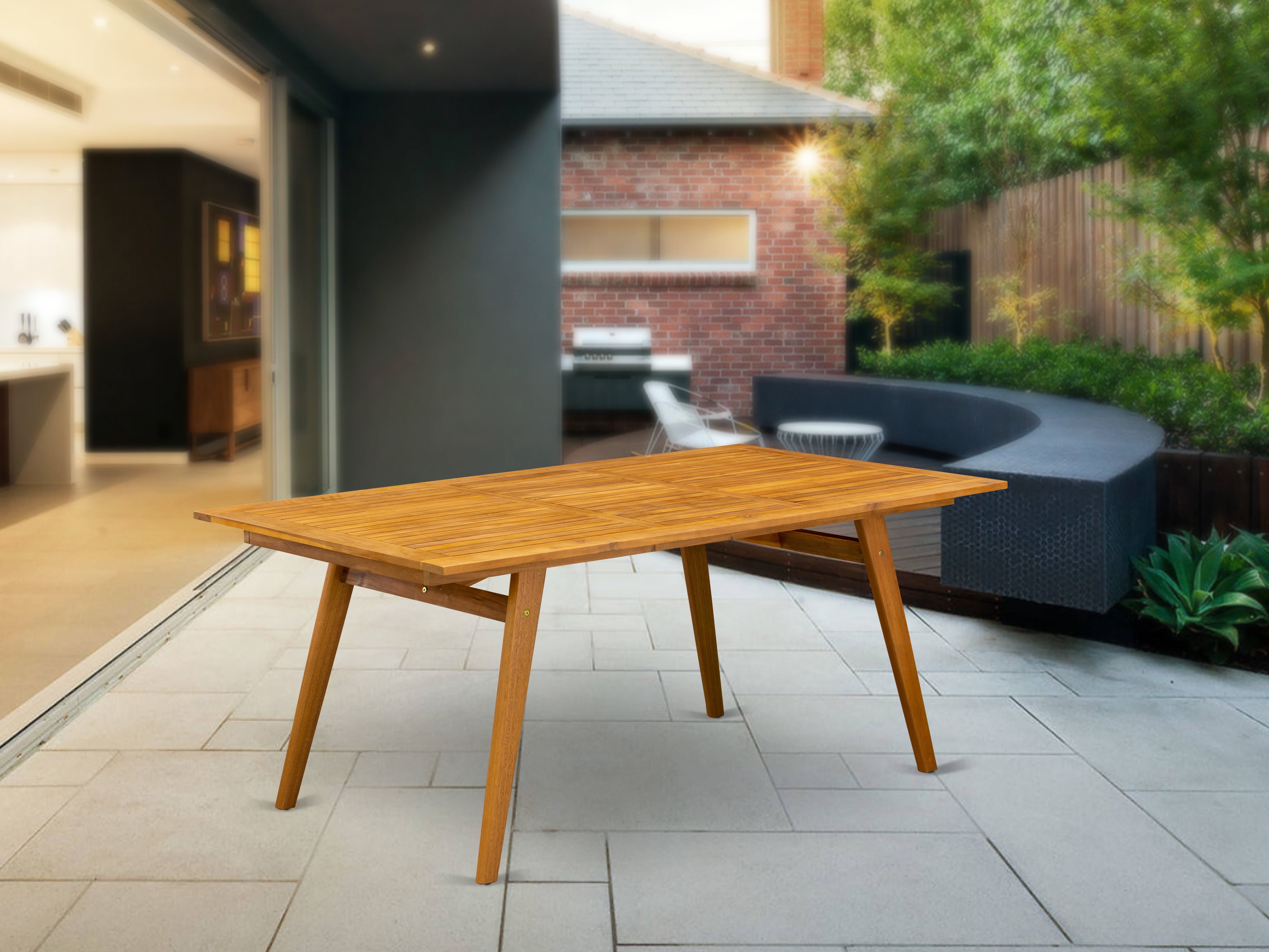 Natural Oil Acacia Wood Rectangular Patio Dining Table, 40x72 Inch