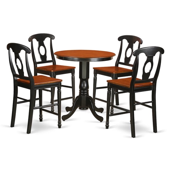 East West Furniture Trenton 5-piece Counter Height Dining Set in Black/Cherry