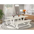 thumbnail image 1 of East West Furniture V2-027 3 Piece Table Set - 1 Linen White Dining Table and 2 Table Bench - Stable and Sturdy Constructed - Linen White Finish, 1 of 9