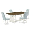 thumbnail image 1 of East West Furniture V-Style 5-piece Dining Set in Linen White/Baby Blue, 1 of 10