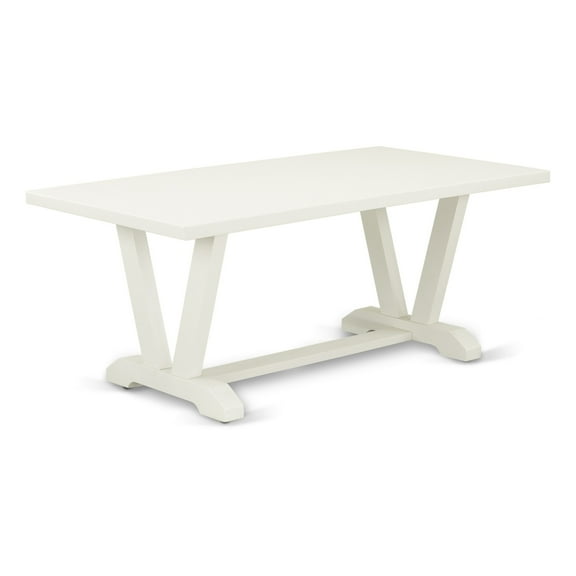 East West Furniture V-Style 5-piece Dining Set with Upholstered Chairs in White