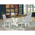 thumbnail image 1 of East West Furniture 5-Pc dining room table set Includes 4 Kitchen Chairs with Upholstered Seat and High Back and a Rectangular Dining Table - Linen White Finish, 1 of 10