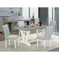 thumbnail image 1 of East West Furniture 5-Pc Dining Table Set Includes 4 Mid Century Chairs with Upholstered Seat and High Back and a Rectangular Kitchen Table - Linen White Finish, 1 of 10