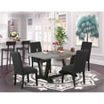 thumbnail image 1 of East West Furniture 5-Pc Kitchen Dining Set- 4 Parson Dining Chairs with Black Linen Fabric Seat and Stylish Chair Back - Rectangular Table Top & Wooden Legs - Cement and Black Finish, 1 of 10