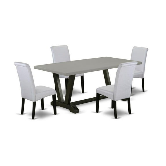 East West Furniture V-Style 5-piece Traditional Wood Dining Set in Black