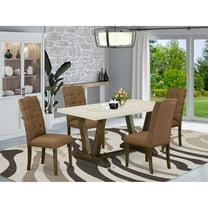East West Furniture V-Style 5-piece Wood Dining Room Set in Jacobean Brown