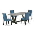 thumbnail image 1 of East West Furniture 5-Piece Dinette Set Included 4 Dining room chairs Upholstered Nails Head Seat and Stylish Chair Back and rectangular dining Dining Table with Cement Color Dining Table Top - Black, 1 of 3