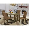 thumbnail image 1 of East West Furniture 5-Pc rectangular Dinette Set Included 4 kitchen parson chairs Upholstered Seat and High Button Tufted Chair Back and rectangular dining Table with Distressed Jacobean Dining Table, 1 of 6