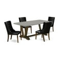 thumbnail image 1 of East West Furniture V797FO749-5 5 Pc Dinette Set - 4 Black Pu Leather Dining Room Chair Button Tufted with Nail heads and Wooden Table - Distressed Jacobean Finish, 1 of 3