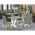 thumbnail image 1 of East West Furniture V-Style 5-piece Wood Dining Set with Fabric Seat in White, 1 of 10