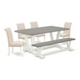 thumbnail image 1 of East West Furniture V-Style 6-piece Wood Dinette Set in White/Light Beige, 1 of 3