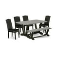 thumbnail image 1 of East West Furniture V-Style 6-piece Wood Dining Set in Black/Cement, 1 of 10