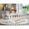 thumbnail image 1 of East West Furniture V-Style 6-piece Wood Dining Set with Cushion Chairs in White, 1 of 10
