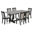 thumbnail image 1 of East West Furniture V-Style 7-Piece Wood Dining Set in Shitake Gray/Cement/Black, 1 of 13