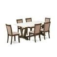 thumbnail image 1 of East West Furniture V-Style 7-Piece Wood Dining Set in White/Jacobean/Khaki Gray, 1 of 8