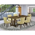 thumbnail image 1 of East West Furniture V777SI737-7 7-Pc Kitchen Dining Room Set- 6 Dining Room Chairs with Limelight Linen Fabric Seat and Button Tufted Chair Back - Rectangular Table Top & Wooden Legs - Distressed..., 1 of 9