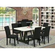 East West Furniture V-Style 7-piece Wood Kitchen Set in Black/White