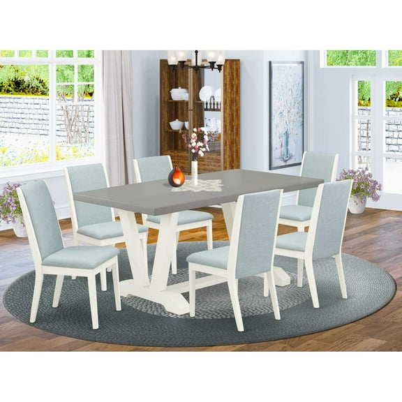East West Furniture V776SI737-5 5-Piece Dining Table Set- 4 Dining Chairs with Limelight Linen Fabric Seat and Button Tufted Chair Back - Rectangular Table Top & Wooden Legs - Distressed Jacobean Fini