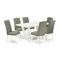 East West Furniture V026EL207-7 - 7-Piece Kitchen Set - 6 Parson Chair and a Dining Room Table Solid Wood Frame