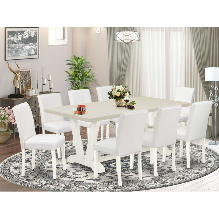 East West Furniture 9-Piece Dining Room Set, Rectangular