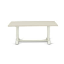East West Furniture V027LA206-9 9-Piece Awesome Dining Table Set a Good Linen White Dining Table Top and 8 Awesome Linen Fabric Dining Room Chairs with Stylish Chair Back, Linen White Finish