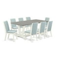 thumbnail image 1 of East West Furniture V097LA015-9 9-Piece Stylish Dinette Set a Superb Cement Color dining table Top and 8 Beautiful Linen Fabric Parson Chairs with Stylish Chair Back, Linen White Finish, 1 of 10