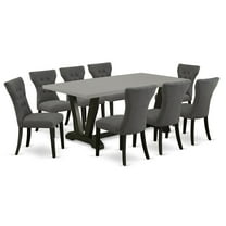 East West Furniture V-Style 9-piece Wood Dining Set in Gotham Gray